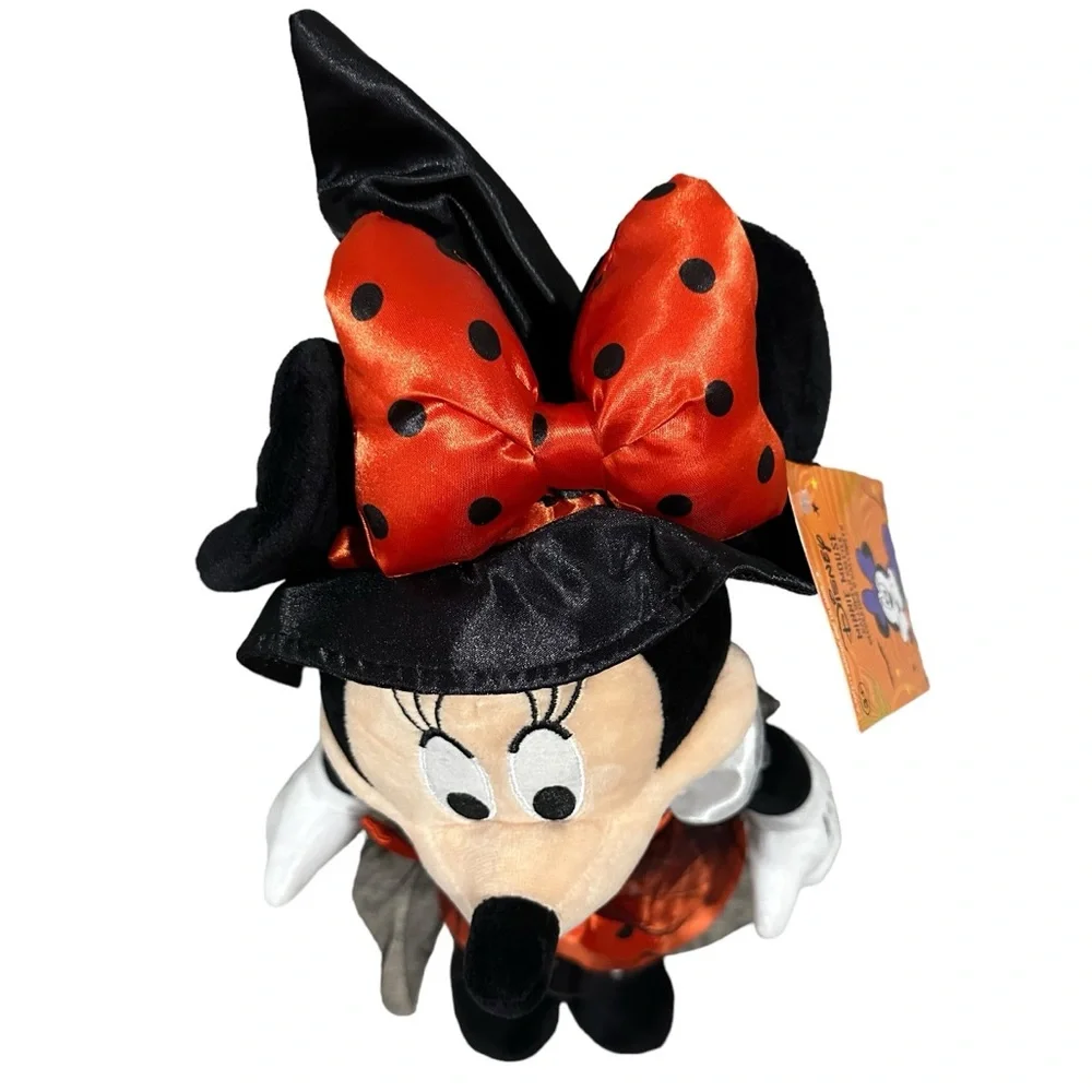 Disney Minnie Mouse Witch Halloween Greeter 21” Black, Orange, Polka Dot. New